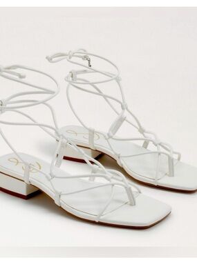 SAM EDELMAN Daffy Sandals White‎ Leather Lace Up Sz 10 Summer Wedding Chic